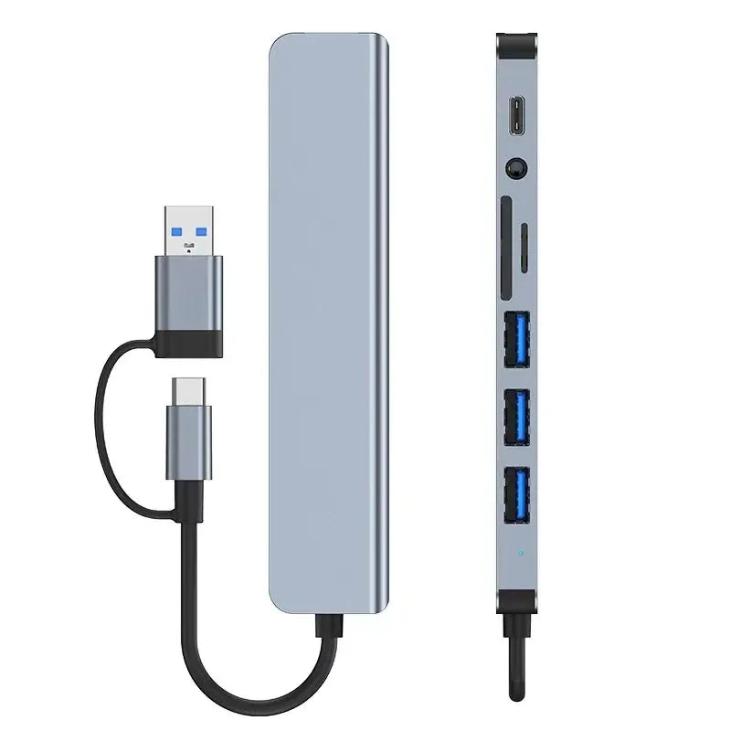 8 in 1 USB Type-C HUB with Splitter Card Reader USB 3.0 USB 2.0 SD/TF Splitter Card Reader Docking Station for HUAWEI Xiaomi PC
