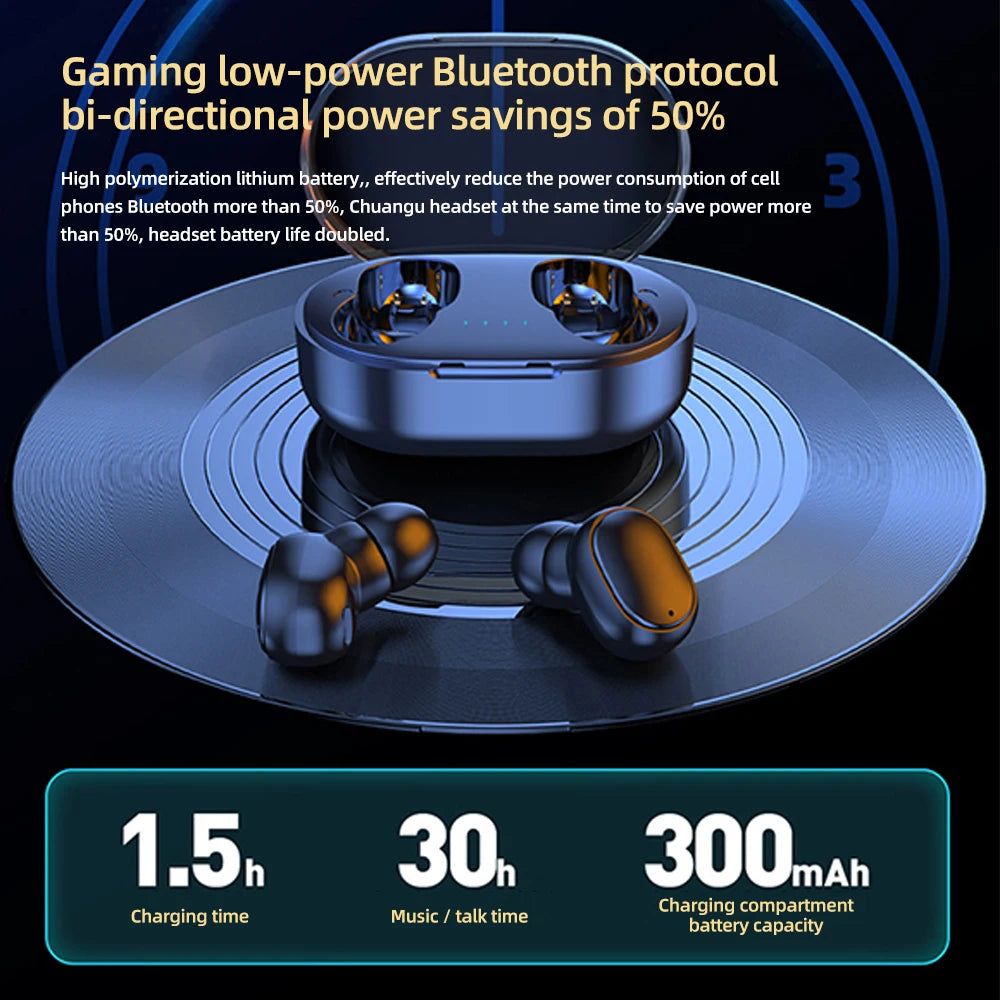 A6S TWS Bluetooth Earphones Wireless Headphones Noise Reduction Hifi Stereo Earbuds Touch Control Headset for Xiaomi Iphone